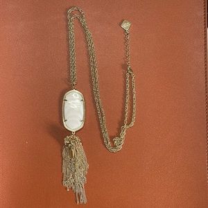Rayne Gold Long Pendant Necklace in Ivory Mother-of-Pearl